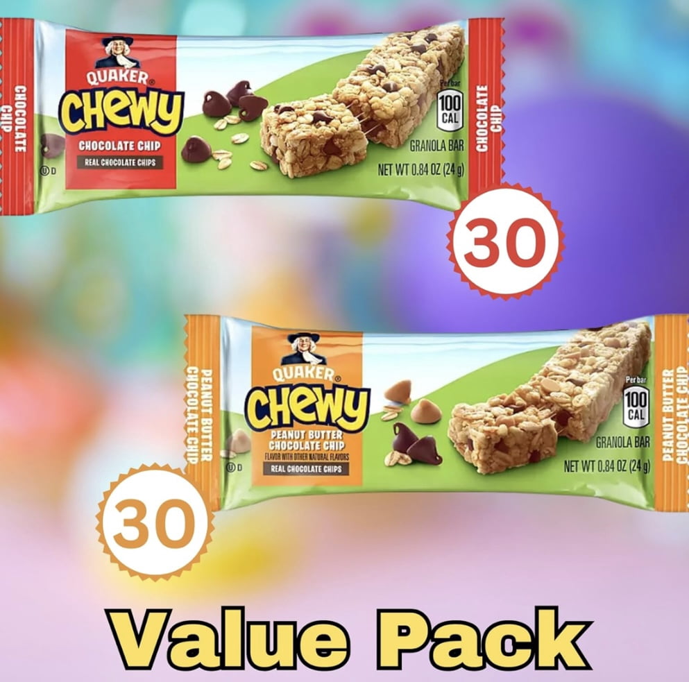 Quaker Chewy Granola Bar, Variety Pack, 0.84 oz, 60 ct