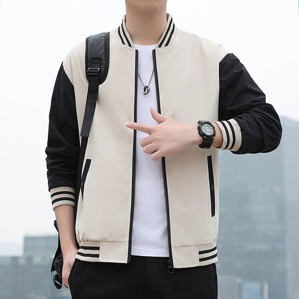 Chaqueta versátil con estampado de cuello levantado para hombre M-5XLpangjing