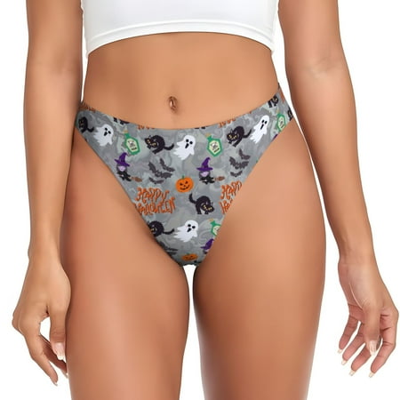Rateoe Happy Halloween Pattern Seamless Women Underwear Thongs No Show Ladies Thong No Line Breathable Comfortable Panties Undies for Women-XX-Large