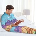 thumbnail image 6 of Lsque Pixel Desert Landscape Pattern Long Sleeve Pajama Set for Men - Soft 2-Piece Sleepwear and Loungewear Set with Pockets, Comfy Nightwear-X-Large, 6 of 7