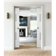 thumbnail image 3 of Sliding French Double Pocket Doors 56 x 80 inches Opaque Glass 2 Lites / Sete 6222 White Silk / Kit Rail Hardware / MDF Interior Bedroom Modern Doors, 3 of 4