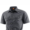 thumbnail image 4 of Short Sleeve Button Down Fishing Shirt for Men Regular Fit Nylon Work Shirt with Flap Pocket Work Utility Top for Men Size M-5XL Dark Gray, 4 of 5