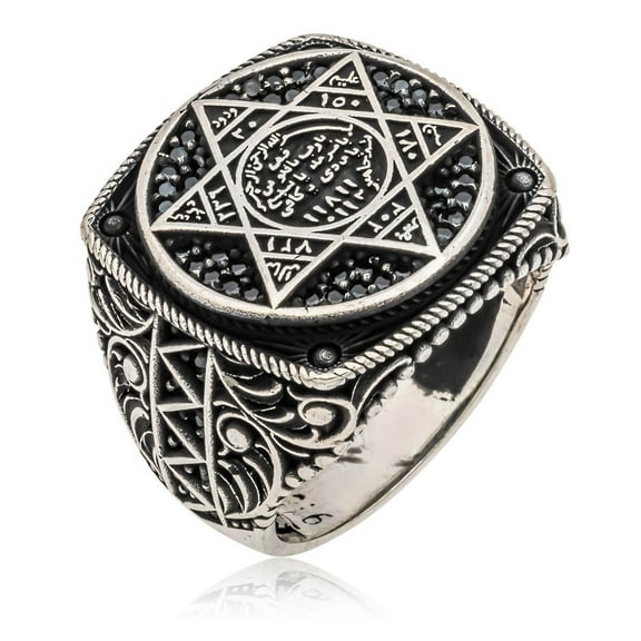 Roarsilver Seal of Solomon-Star of David Ring-Handmade Mens Ring-Aging Style-Signet Ring Mens | 5