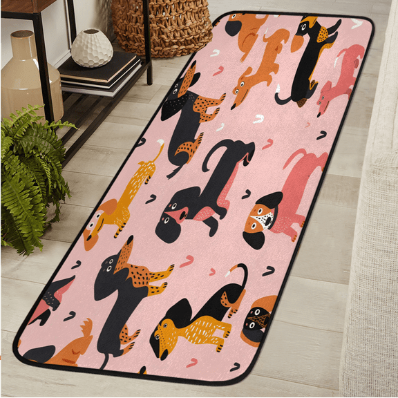 CURLYOOT Lovely Dog Cute Runner Rug 2'x6' Washable Kitchen Runner Rug Indoor Non Slip Laundry Rugs Floor Carpet for Hallway Kitchen Entryway Bedroom Living Room