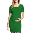 thumbnail image 2 of Ovzne Robes d'Été pour Femmes Robe pour Femme Jupe de Maternité Plissée Imprimée à la Mode pour Femme à Manches Courtes Col Rond Robe Mi-Mollet Robe d'Été à Manches Courtes Imprimée Liquidation, 2 of 7