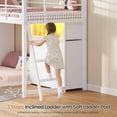 thumbnail image 6 of Aunfebrco Twin Over Twin Low Bunk Bed with 9 Storage Drawers and 1-tier Open Shelf,L-Shaped Bunk Bed with LED Light,Metal Twin Floor Bunk with 13.4''H Safety Guardrail and Inclined Ladder,White, 6 of 9