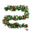 thumbnail image 2 of HCBY 5.9FT Pre-Lit Christmas Artificial Rattan Garland with Pine Cones, Red Berries & LED Lights, Artificial Green Vine Swag for Mantle, Staircase, Doorway, Window Decor, 2 of 8