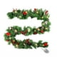 thumbnail image 2 of Bola navideña decorativa de ratán de 1,8 m (71 pulgadas) con luces, piña decorativa de ratán, bayas rojas, adorno navideño mixto, ratán artificial, ramas de pino de plástico, ratán., 2 of 8