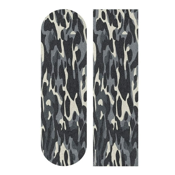 44" x 10" Skateboard Grip Tape Diamond Grit Surface, Heavy-Duty PVC Backing Non Slip Ease to Apply Gray Camouflage