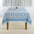 thumbnail image 2 of Steel Blue 60x90 Inches Rectangle 100% Cotton Hand Block Print Tablecloth Washable Halloween Thanksgiving/Christmas Parties/Wedding Use,Fall décor Farmhouse Dining Dinner Tablecloth, 2 of 6