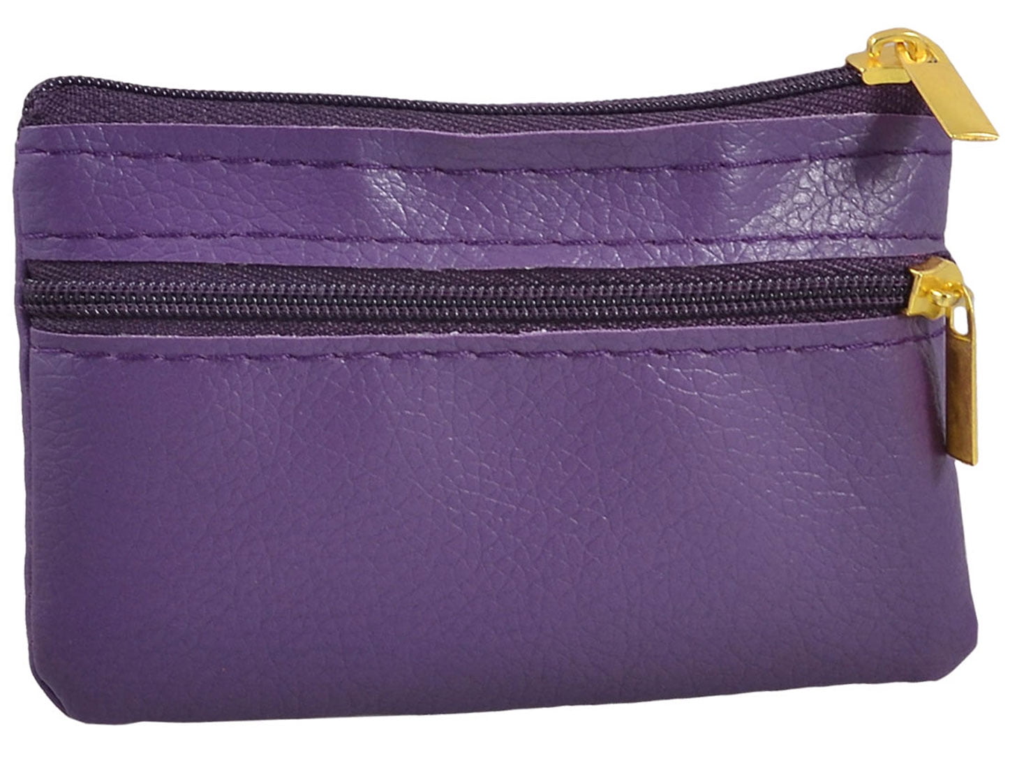 Rectangle Purple Faux Leather Zip Coins Purse Pouch Change Wallet Bag