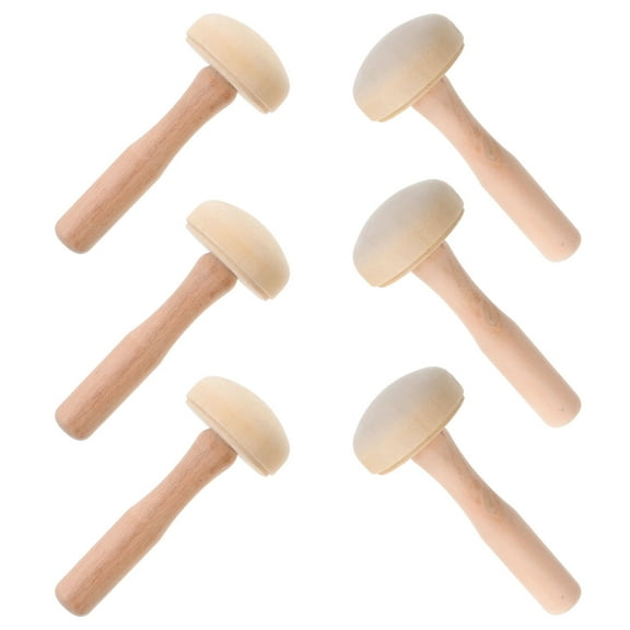 ibasenice Wood Knitting Fork Needle Darning Mushrooms Khaki 10Pcs