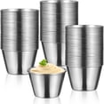 thumbnail image 1 of 100 Pcs Tasses à Sauce en Métal, Tasses à Condiments en Acier Inoxydable de 2,5oz, Ramequins en Métal Réutilisables, Petits Bols à Trempette, Tasses Rondes Individuelles pour la Maison, Restaurant, 1 of 5