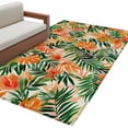 thumbnail image 2 of 3x5 Area Rugs, Orange Green Palm Leaves Non-Skid Rubber Backing Large Rectangle Rugs - Living Room Bedroom Home Office, Summer Tropical Floral Indoor Floor Mat Carpets Washable Rug, 2 of 9