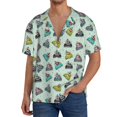 thumbnail image 1 of Fotbe Lighthouse Camisa Estampada de Manga Corta para Hombre, Casual de Verano, Estilo Playero, Sin Arrugas-Small, 1 of 5