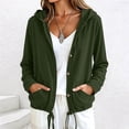thumbnail image 6 of WIZUTIZ Women's Solid Color Corduroy Button Down Hoodie Drawstring Jacket Long Sleeve Loose Fit Casual Fall Winter Coat with Pockets, 6 of 9