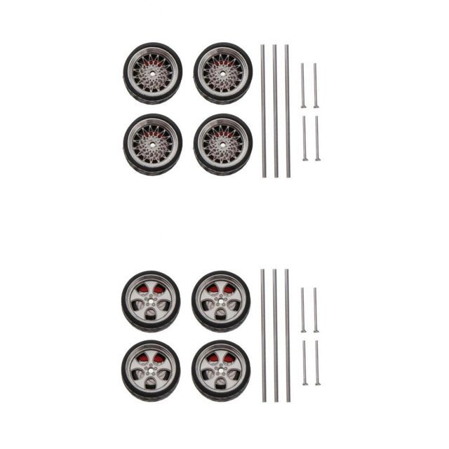 Ruedas de vehículos a 1/64 para modelos de automóviles, accesorios para automóviles, juguetes para adultos, paquete de 2 Baoblaze Ruedas de caucho modificadas para vehículos
