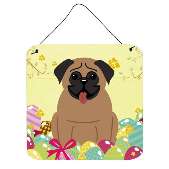 Carolines Treasures BB6005DS66 Easter Eggs Pug Brown Wall or Door Hanging Prints