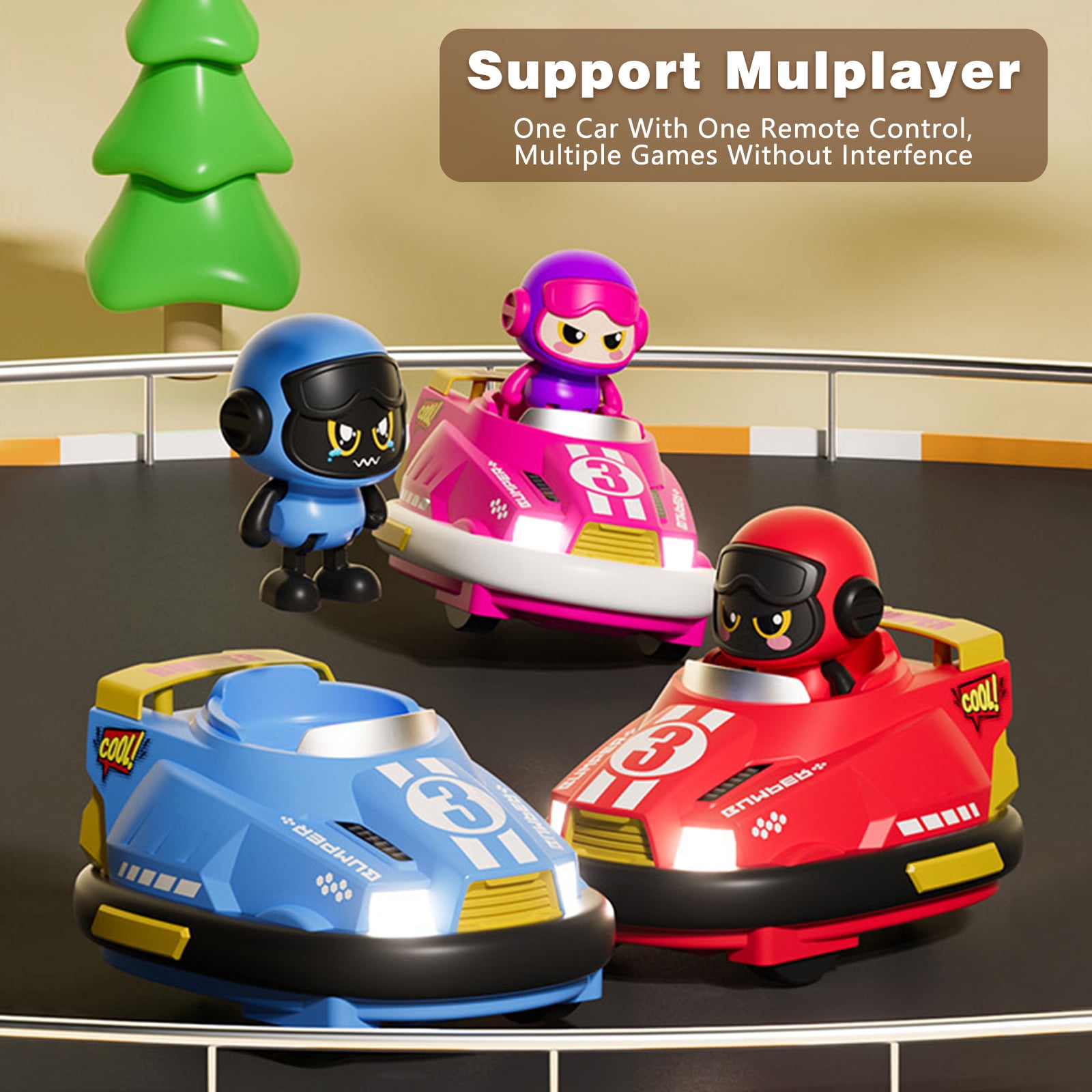 RC Ejecting Bumper Cars, Remote Control Car for Kids, RC Battle Cars of 2 Player, Red and Blue, Ages 6 and Up