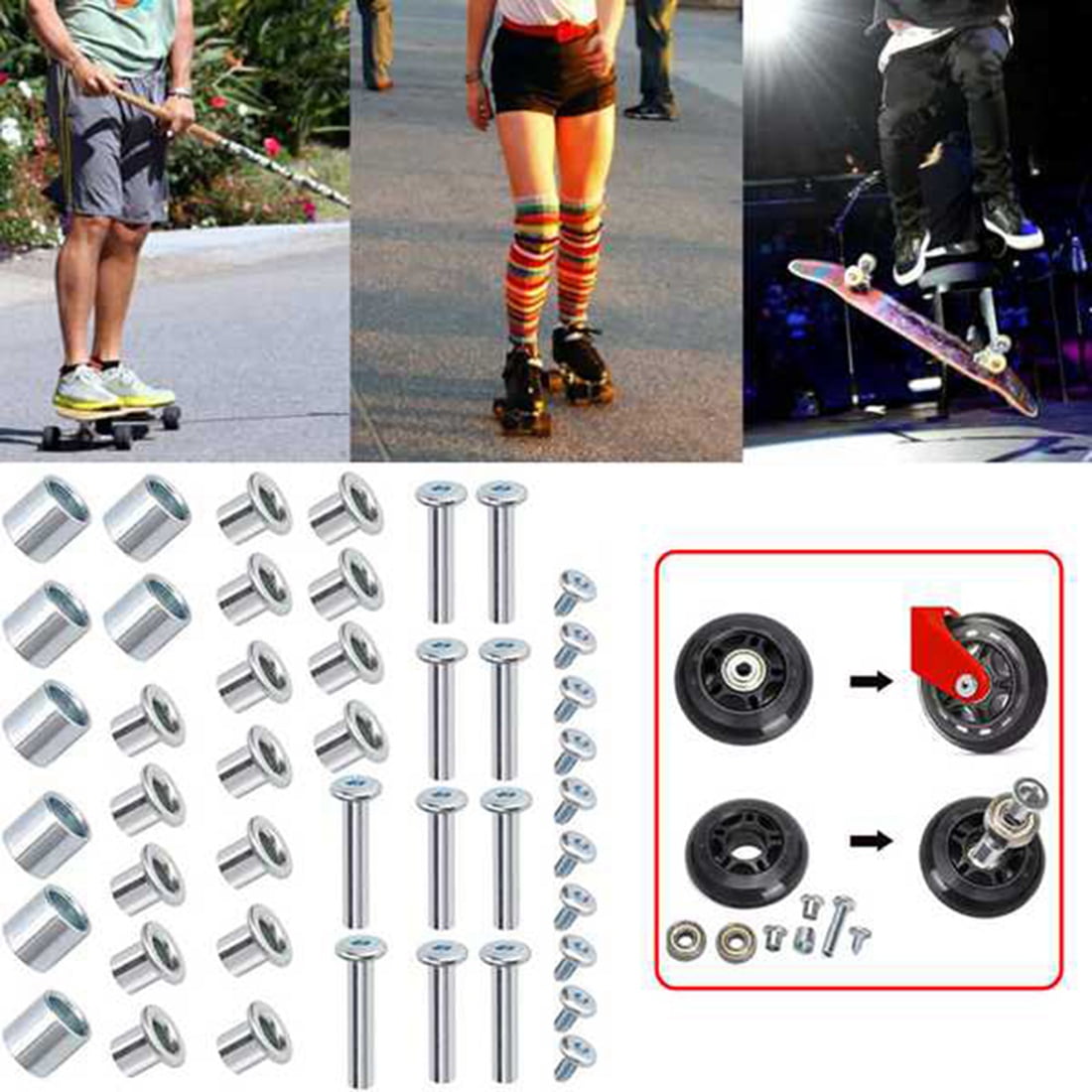Cosmos Inline Skates Axle Spacer Screws Replacement, Roller Blades Inline  Skating Wheel Bearing Spacer Wheel Axles Repair Tool Rollerblading Wheel