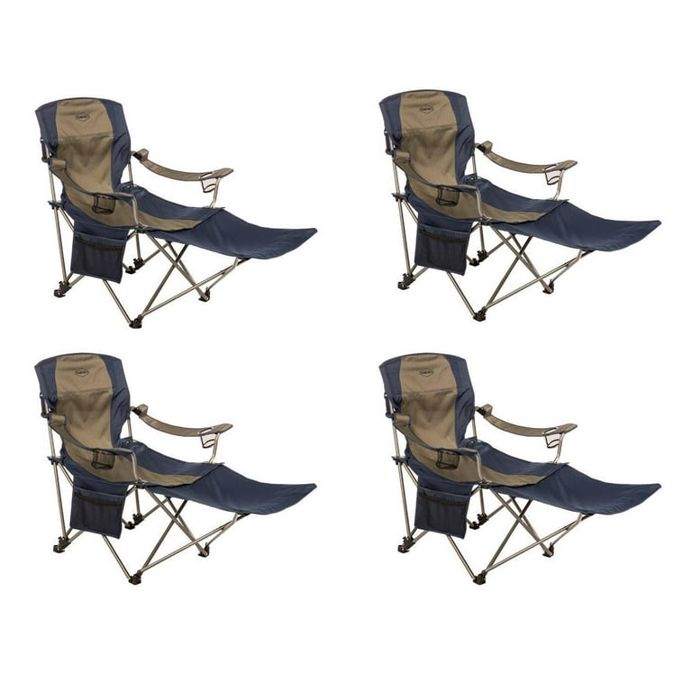 Kamp Rite Folding Tailgating Camping Chair with Detachable Footrest 4 Pack