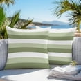 thumbnail image 5 of Sage Green and White Striped Outdoor Pillow Covers Set of 2 Abstract Ombre Geometric Waterproof Throw Pillow Case Decorative Square Cushion Cover for Patio Couch Garden Balcony, 20"x20", 5 of 9