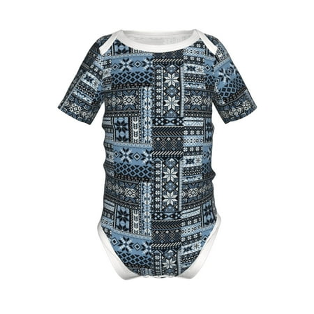 

Junzan Snowflake Vintage Pattern Print Short-Sleeve Baby Climbing Clothes Bodysuits for Infant One-Piece for Baby Boys & Girls Baby Clothes Baby Romper with Snap Closure-18 Months
