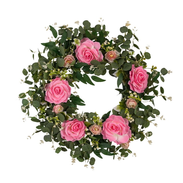 KLKCMS Spring Wreath for Front Door Decorative 21.65" for Wedding Living Room Shelf