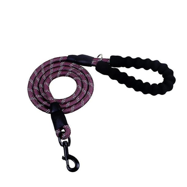 Correa resistente para perros de 1,5 m con cómodo mango acolchado e hilos altamente reflectantes (negro)