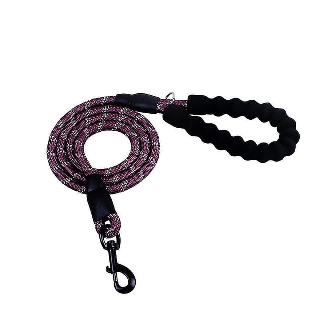 Correa resistente para perros de 1,5 m con cómodo mango acolchado e hilos altamente reflectantes (negro)