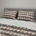 thumbnail image 2 of Woodsy Comforter & Sham Bedding Set, Pastel Colored Sleeping Animal Heads in Stripes Dots and Dashes, 3 pcs Duvet Set Microfiber Filling Quilt, 5 Sizes, Grey Peach, by Ambesonne, 2 of 4