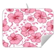 thumbnail image 3 of Pink Hibiscus Flowers and Leaves Pattern Drying Dish Mat Quick Drying Absorbent Soft Durable for Kitchen 18" x 24", 3 of 10