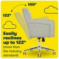 thumbnail image 6 of Serta Ashland Office Desk Chair, Button Tufted Mid-Back, Memory Foam Cushion, Chrome Swivel Base, Light Gray, 6 of 9