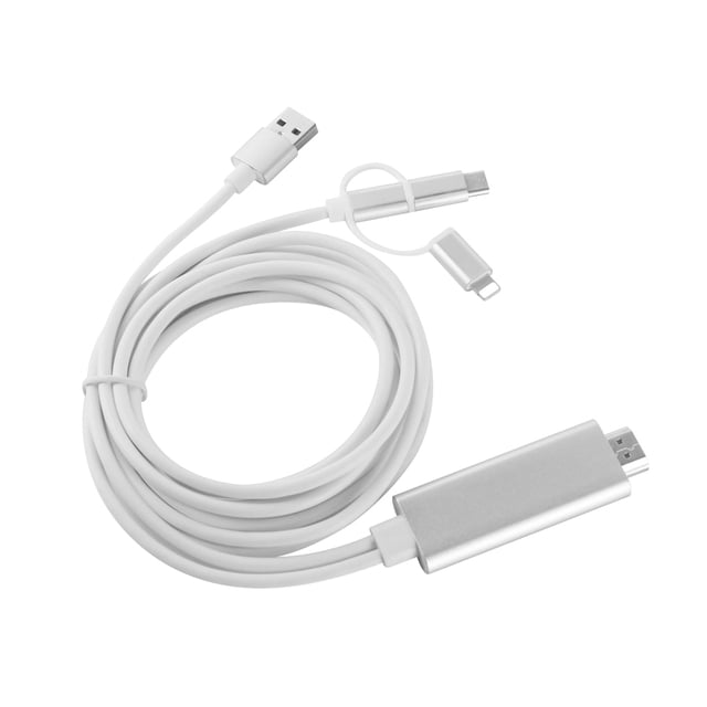Cable adaptador de teléfono móvil a TV HD Cable convertidor Micro Type-c a HD Cable adaptador de video con 3 conectores Inevent EL000147-00