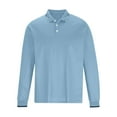 thumbnail image 4 of Miluxas Mens Long Sleeve Polo Shirts Button Casual Tee Collared Work Pullover Shirts Light Blue, 4 of 5