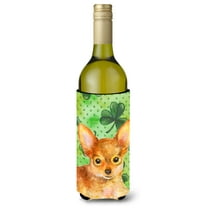 Carolines Treasures BB9896LITERK Toy Terrier St Patricks Wine Bottle Beverge Insulator Hugger Wine Bottle multicolor