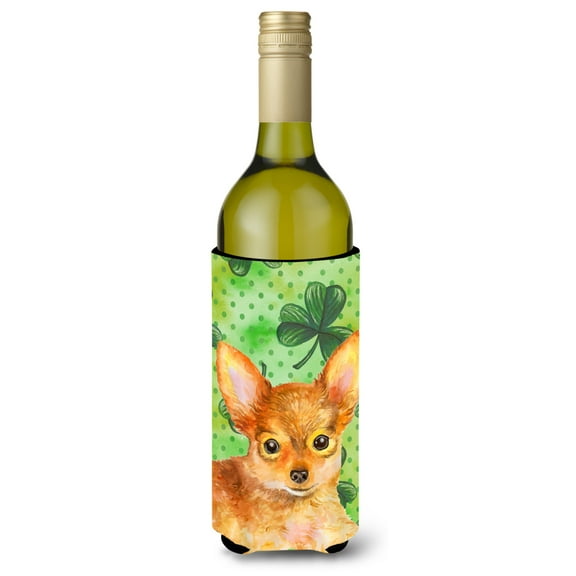 Carolines Treasures BB9896LITERK Toy Terrier St Patricks Wine Bottle Beverge Insulator Hugger  Wine Bottle multicolor