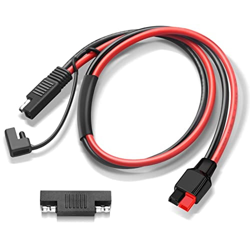 Solar Connector to SAE Extension Cable 10 AWG for Anderson Connector Port Goal Zero Yeti, Suaoki, Renogy, Jackery Portable Solar Generator Power Station-2Ft