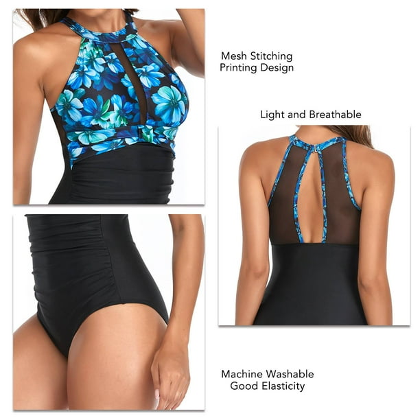 Traje de baño para mujer Traje de baño estampado para mujer traje de baño de una pieza con costuras de malla tejido de poliéster de mano de obra fina para deportes acuáticos ANGGREK Otros