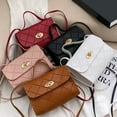 thumbnail image 2 of huanledash Women Handbag Rhombic Pattern Textured Long Strap Portable Korean Style Gifts Faux Leather Solid Color Ladies Crossbody Wallet Tote Bag Daily Use, 2 of 7