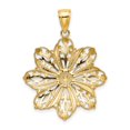 thumbnail image 4 of 14K Two-tone Gold Open Back Solid Polished Finish Diamond-cut Flower Charm Pendant, 4 of 4