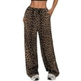 thumbnail image 1 of Pantalon Décontracté à Taille Basse Imprimé Léopard pour Femmes, Jambe Droite, Jambe Grand, Extensible, Yoga, Travail, Long, Survêtement, Taille 16, Lin Décontracté, 1 of 7