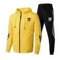 thumbnail image 3 of Conjunto deportivo para hombre, pantalones deportivos ajustados y sudaderas con capucha y cremallera, traje deportivo sencillo e informal con estampado de tendencia de alta calidad, 3 of 5
