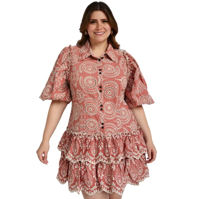 Vestido de algodón Tallas Extras, 296 rosa 38 L'ATISTE V-LAT-296-MAUVE