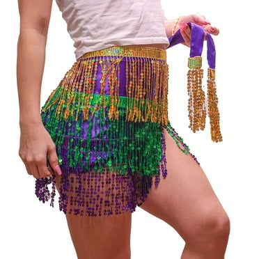 Mardi Gras Outfit for Women Sequin Skirt, Purple Green & Gold Sequin Skirt