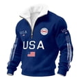 thumbnail image 3 of 250th Anniversary Sweatshirts Long Sleeve Usa Flag Print Stand-Up Collar 1/4 Zipper Sweatshirts Patriotic Retro Top, 3 of 3
