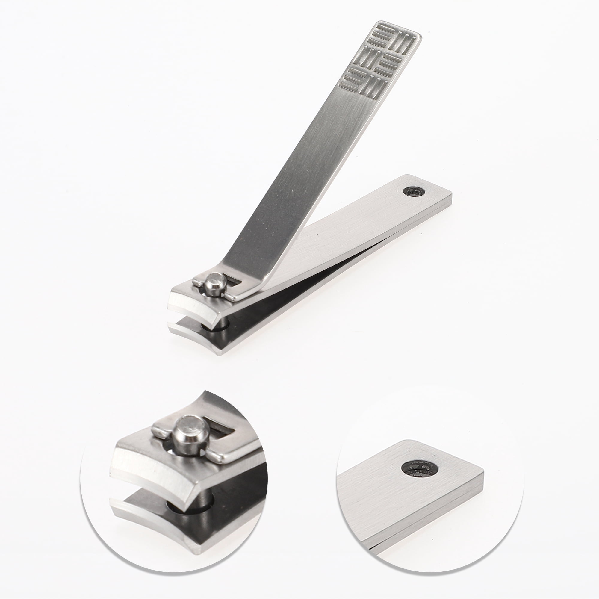 Unique Bargains Portable Anti-slip Pattern Large Curved Nail Clippers Silver Tone