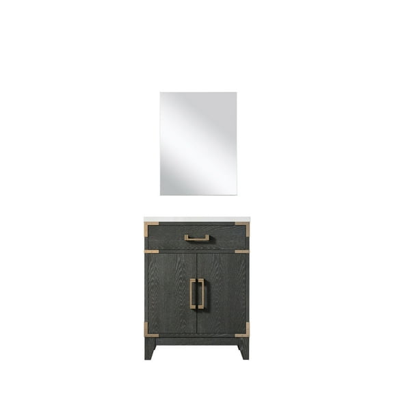 Laurel 24 in W x 18 in D Black Oak Single Bath Vanity Acrylic Countertop and 18 in Mirror
