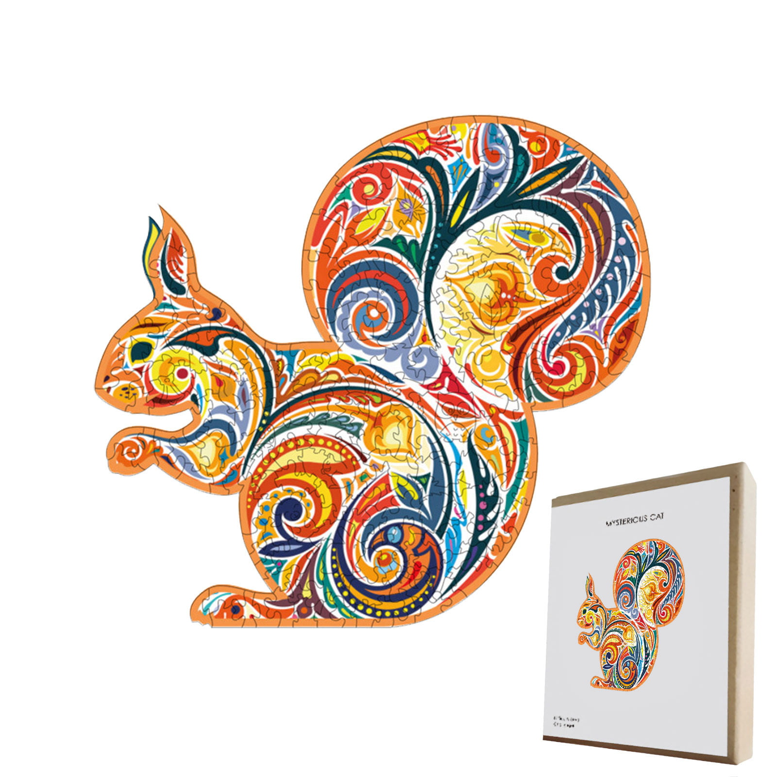 Wooden Animals Shaped Puzzles Wooden Jigsaw Puzzles for Adults and Kids Family Game Play Collection Squirrel Jigsaw Puzzles Set