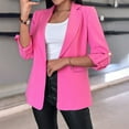 thumbnail image 2 of Blazers For Women Slim Open Front Roll Up Long Sleeve Formal Jacket Wear To Evening Polyester Spandex Blending Shirts Suit Jackets Blazers & Sport Coats 1Pc Pink Xl, 2 of 9